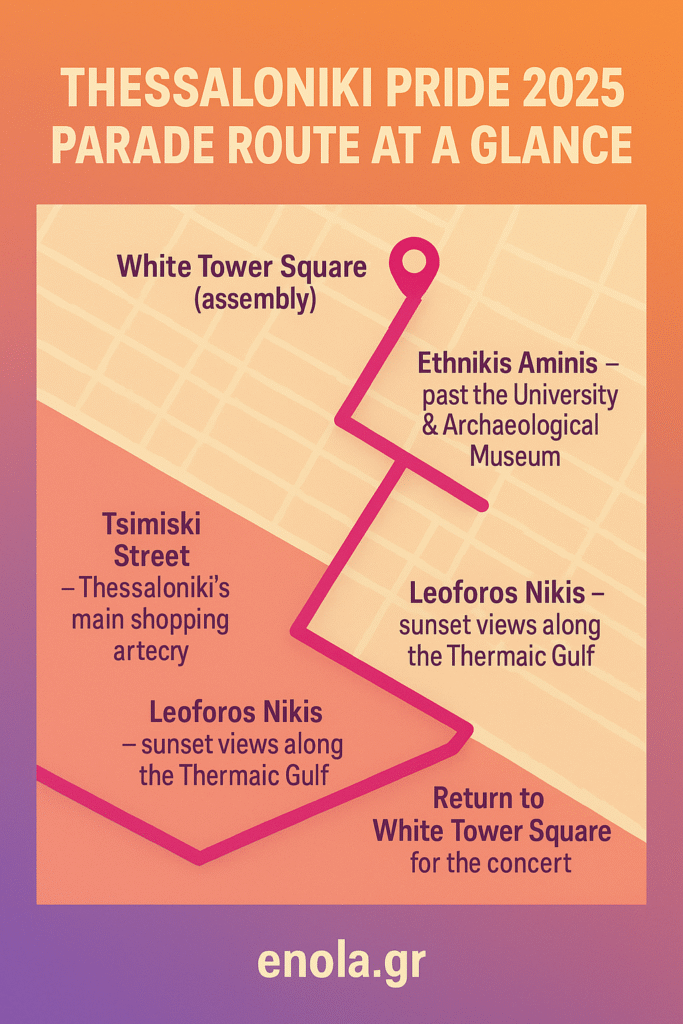 Thessaloniki Pride 2025 Parade Route on Map