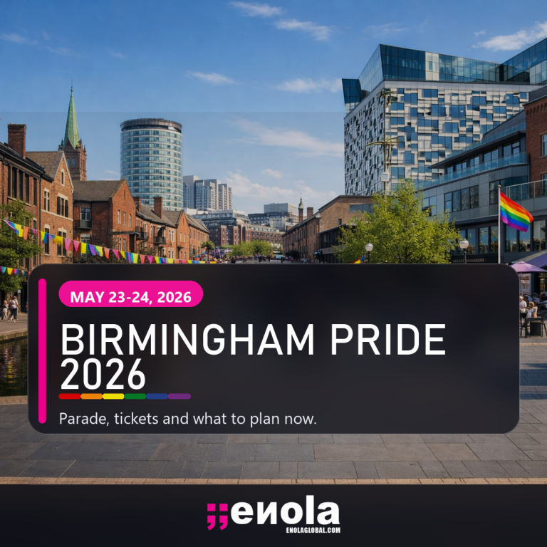 Square social media image for Birmingham Pride 2026 planning guide